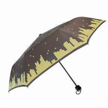 Folding Umbrella with Manual Open, Black Metal Frame, Rubber Coated Plastic Handle, 190T Pongee